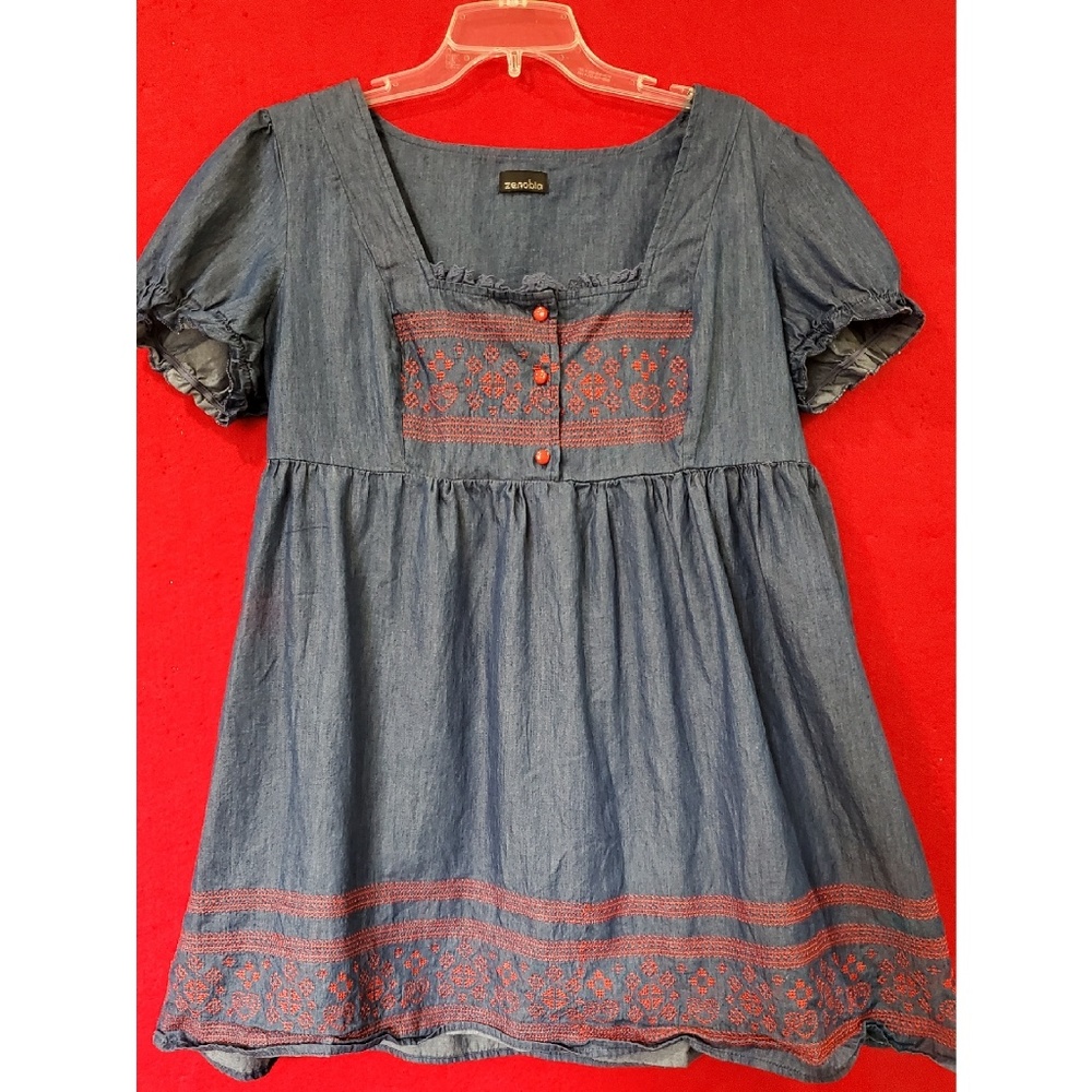 Zenobia Jean w/ Red Trim Blouse